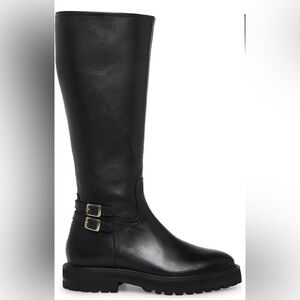 NEW Steve Madden Source Leather Knee High Boots Black Women's Sz 6-7.5 NO BOX